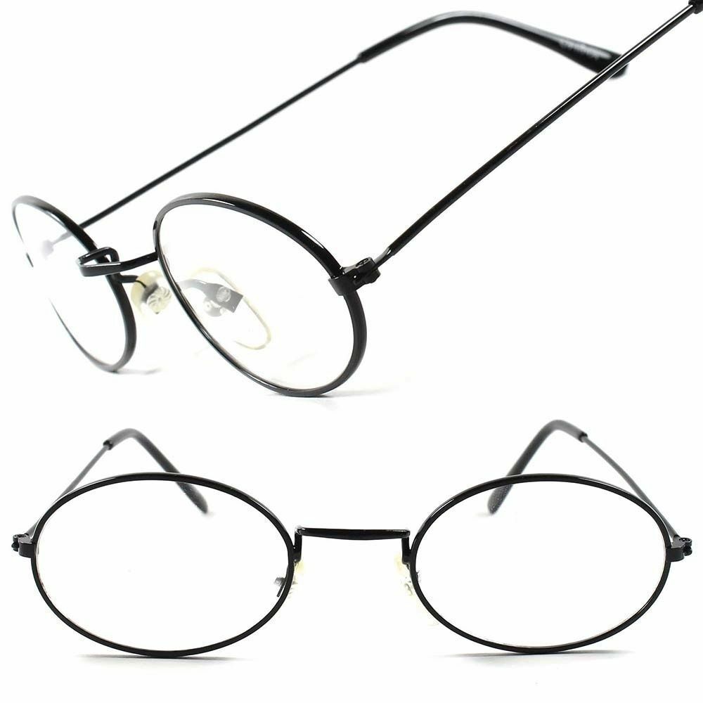 Classic 70s 80s Vintage Retro Fashion Old School Oval Frames Clear Lens Glasses